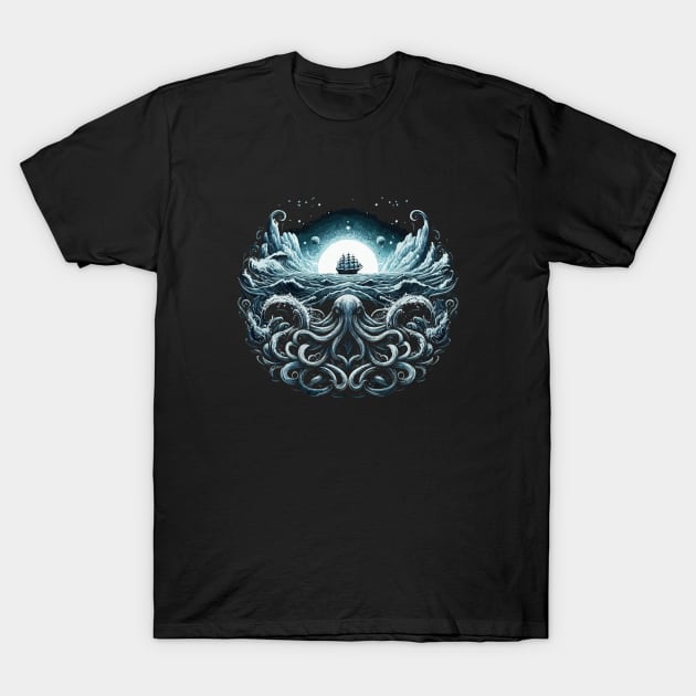 Deep Ocean Kraken T-Shirt by katzura